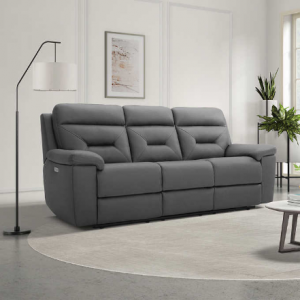 Lawton Fabric Power Reclining Sofa with Power Headrests, Brown/Gray @ Costco