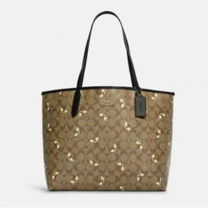 65% Off Coach City Tote In Signature Canvas With Bee Print @ Coach Outlet