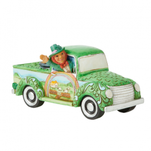 Jim Shore Leprechaun 在绿色卡车雕像中，3.9 英寸