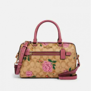 Coach Rowan Satchel In Signature Canvas With Prairie Rose Print