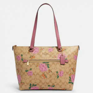 Coach Gallery Tote In Signature Canvas With Prairie Rose Print