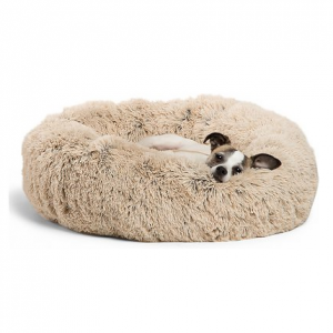 Best Friends by Sheri The Original Calming Donut Cat and Dog Bed in Shag Fur Taupe Small 23x23