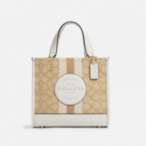 50% Off Coach Outlet Dempsey Tote 22 In Signature Jacquard With Stripe And Coach Patch