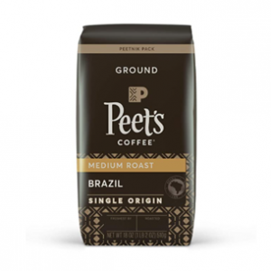 Peet's Coffee, Medium Roast Ground Coffee - Single Origin Brazil 18 Ounce Bag @ Amazon