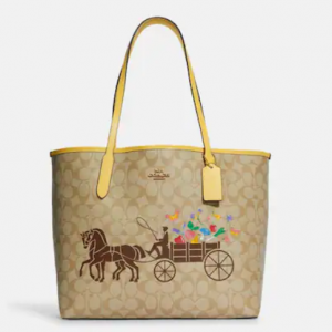 60% Off City Tote In Signature Canvas With Dreamy Veggie Horse And Carriage @ Coach Outlet