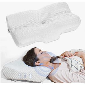 Elviros 舒适记忆棉人体工学颈椎支撑枕 标准尺寸 @ Amazon