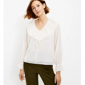 LOFT Shimmer Clip 荷叶边衬衫