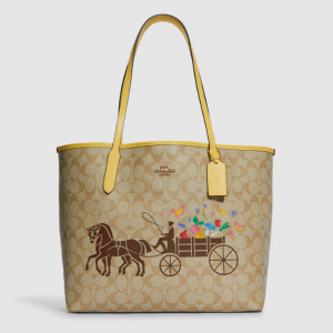 69% Off Coach Outlet City Tote In Signature Canvas With Dreamy Veggie Horse And Carriage