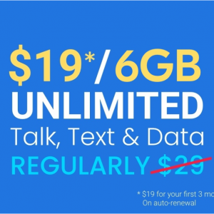 Sign up for the $29 6GB plan and pay only $19/mo @Lyca Mobile