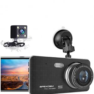 Amazon.com - Apexcam 4" IPS 全高清前後雙向行車記錄儀 7.1折