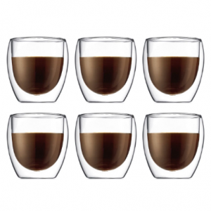 6件套双层玻璃杯，小号，0.25 升，8 盎司