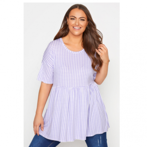 Yours Clothing Curve Lilac 格纹上衣