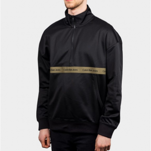 Calvin Klein Jeans Mens Black 半拉链套头衫
