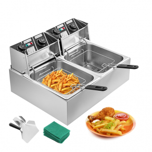 5000W 20 L 电动商用油炸锅双篮钢制台式