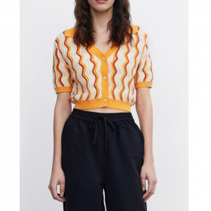 Urban Revivo Wavy Striped 高腰上衣