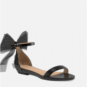 The Pashionista Coal Patent Coal Rhinestone 一字带蝴蝶结凉鞋