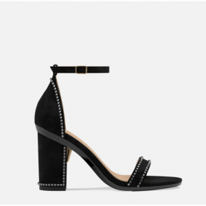 The Pashionista Coal Crystal Block 4" 一字带高跟凉鞋