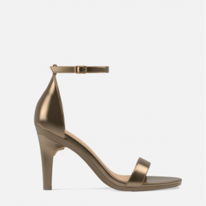 The Pashionista Matte Gold Stiletto 4" 一字带高跟凉鞋