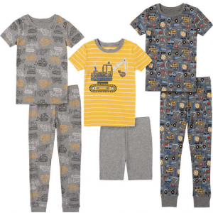 $7 off Kids Headquarters Kids' 6-piece Cotton PJ Set, Construction @Costco