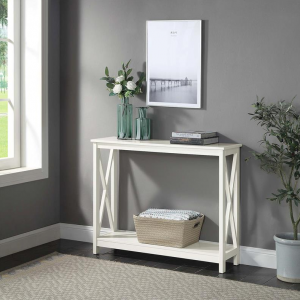 象牙木饰面带搁板的控制台桌