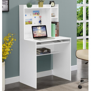 Designs2Go 学生书桌，带磁性公告板和白木搁板