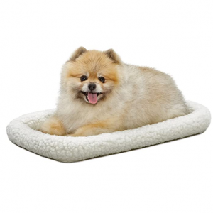 MidWest Homes for Pets 22L-Inch White Fleece Dog Bed or Cat Bed w/ Comfortable Bolster @ Amazon