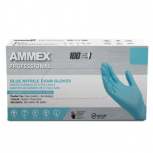 Ammex 无粉一次性丁腈手套 中号 蓝色 100只