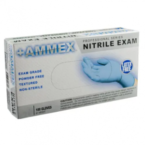 Ammex 无粉一次性丁腈手套 小号 蓝色 100只