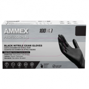 Ammex 无粉一次性丁腈手套 中号 黑色 100只