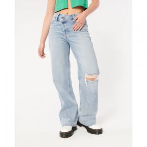 High-rise Ripped Medium Wash Baggy Jeans Sale @ Hollister For $29 (was ...