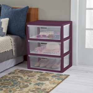 Sterilite Wide 3 Drawer Tower Red Currant @ Walmart