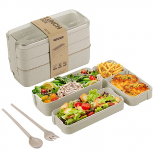 AsFrost 3合1隔層便當盒 帶餐具 可進微波爐 @ Amazon