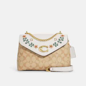 70% Off Coach Tammie Shoulder Bag In Signature Canvas With Floral Whipstitch