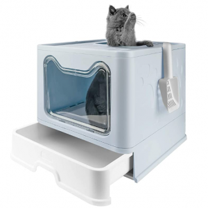 Bolux Foldable Cat Litter Box with Lid, Extra Large Litter Box with Cat Litter Scoop @ Amazon