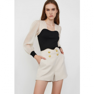 J.ING Emmalee Black Puff Sleeve Blouse