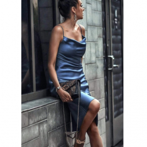 J.ING Aurelie Blue Midi Slip Dress