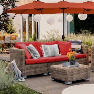 PHI VILLA 13ft Double-Sided Outdoor Patio Umbrella