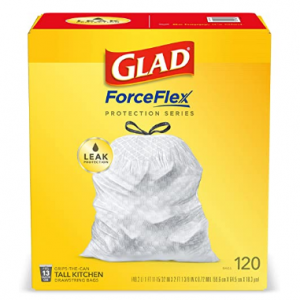 Glad ForceFlex 厨房强韧抽绳垃圾袋 无味 13加仑 120个 @ Amazon
