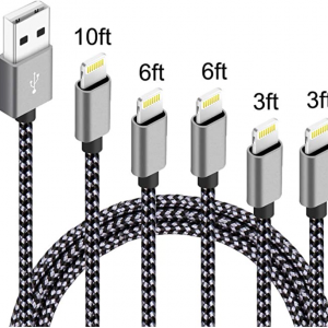 5Pack iPhone Lightning Cable Apple Certified Braided Nylon Fast Charger Cable for $7.79 @Amazon