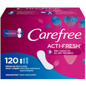 Carefree Acti-Fresh Panty Liners, Soft and Flexible, Regular, 120 Count @ Amazon