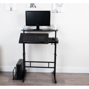 Mind Reader Mobile Sitting, Standing Desk with Side Storage, Black/White @ Walmart