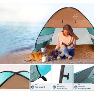 FRUITEAM Pop Up Beach Tent Sun Shelter for 3-4 Person with UV Protection $39.99 shipped