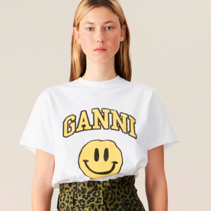 GANNI Basic Cotton Jersey T-shirt, Smiley Yellow For £75