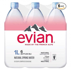 evian Natural Spring Water 1 Liter (Pack of 6) @ Amazon