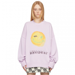 46% OFF WE11DONE Purple Knit Smiley Sweater