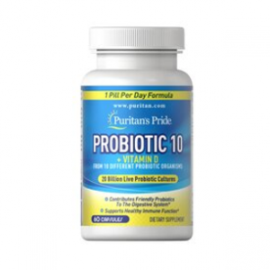 Puritan's Pride Probiotic 10 with Vitamin D 20 billion 60 Capsules