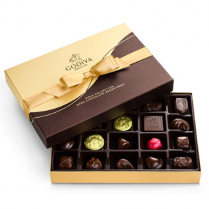 Dark Chocolate Gift Box, Gold Ribbon, 22 pc.