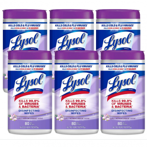 Lysol 表麵清潔 消毒濕巾 6罐480抽 99.9%殺菌 @ Amazon