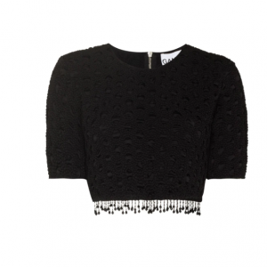 GANNI 珠饰流苏钩编针织短款上衣