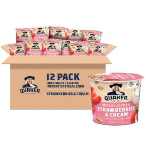 Quaker Instant Oatmeal Express Cups, Strawberries & Cream, 12 Count @ Amazon